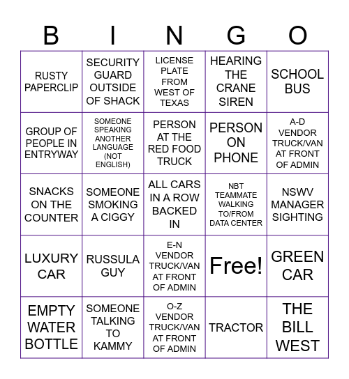 AP WALK BINGO Card