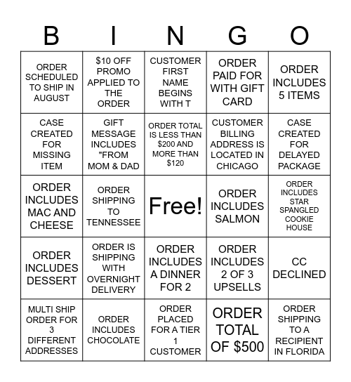 CFFG BINGO Card