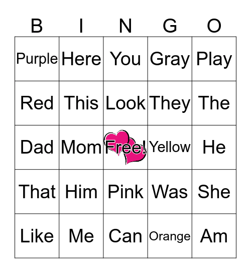 Sweetheart Bingo Card