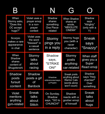 Mercy Haven's Staff Bingo Card