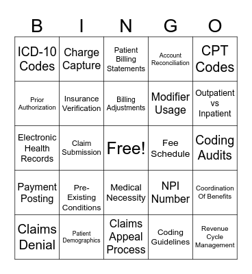 Billing Bingo Card