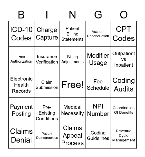 Billing Bingo Card