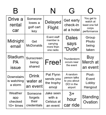 2026 DCI Tour Bingo Card