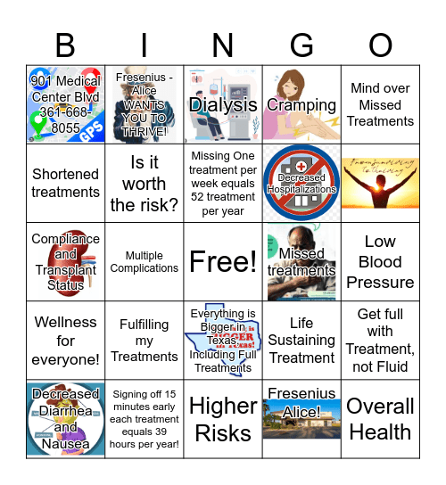 Shortened and Missed Treatments Bingo Card