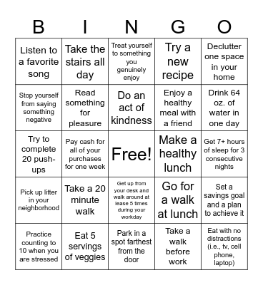Wellness Bingo Card
