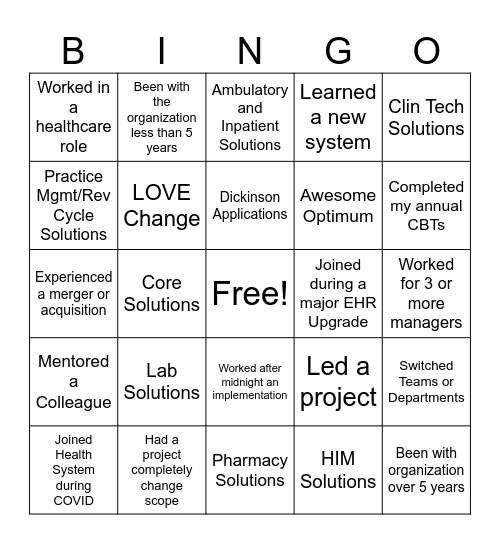 CCI Bingo Extravaganza Bingo Card