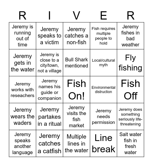 River Monsters Bingo Card