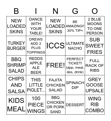 WILD WING BINGO!! Bingo Card