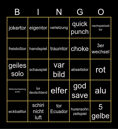 Deutschland-ecuador Bingo Card