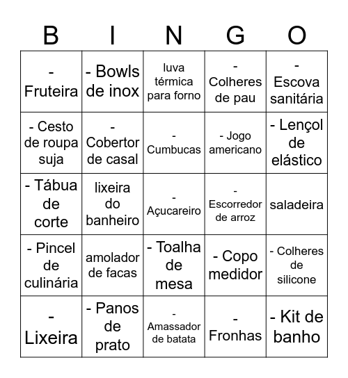 CASA NOVA Bingo Card