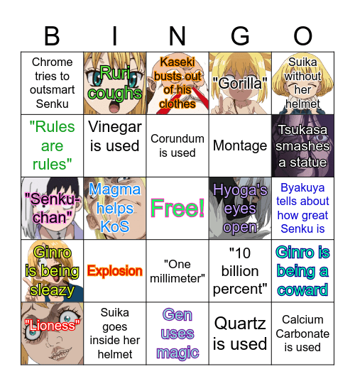 Dr. Stone Bingo Card