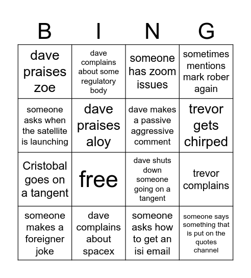 serc meeting bingo Card