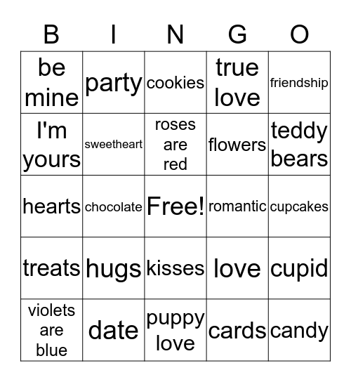 Valentine Bingo Card