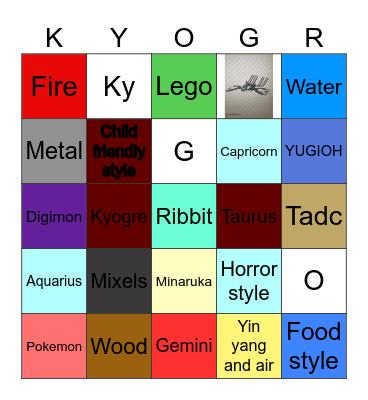 Orcinus zodiac bingo Card