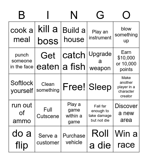 Every Game Birthday Bash Bingo Card