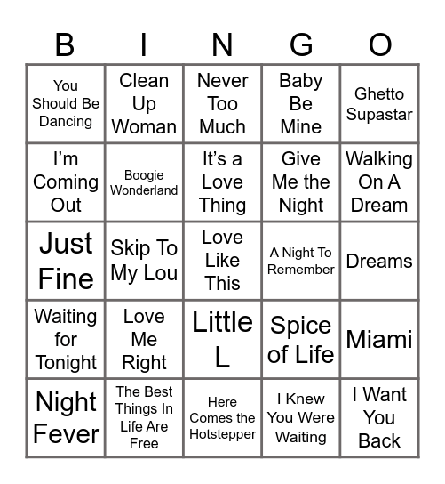 Throwback Classics Bingo Card