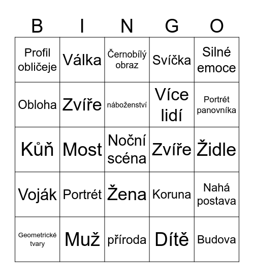 dějiny umění Bingo Card