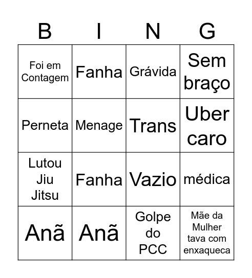 BUMBLE DO JORGE Bingo Card