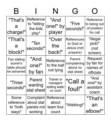 SCORER'S TABLE BINGO Card