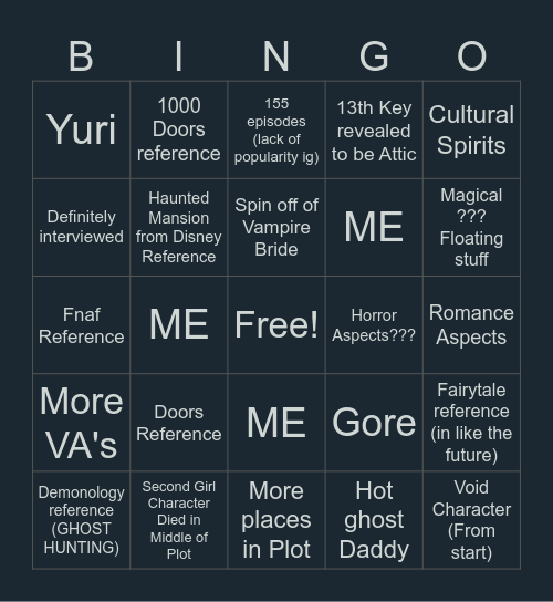 IT COULD BE ANYTHING (WATCH IT AT 2027 The haunted Hotel ) Bingo Card