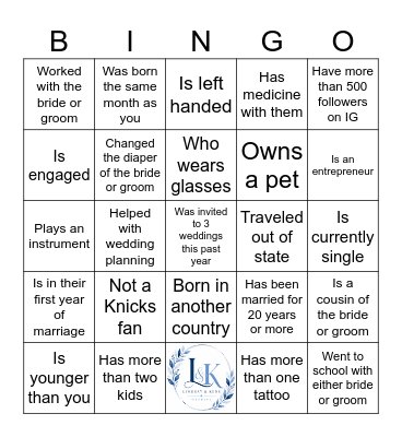 Find the Guest Bingo Card