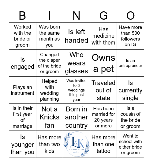 Find the Guest Bingo Card