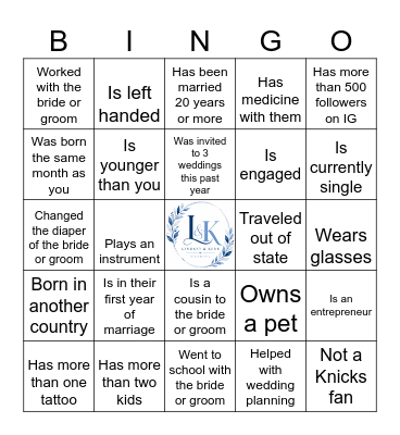 Find The Guest Bingo Card