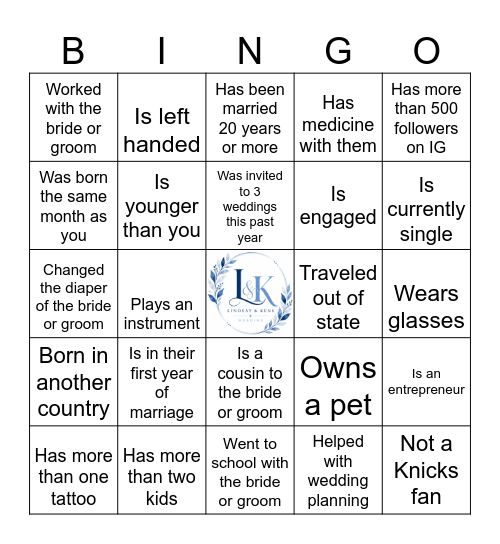 Find The Guest Bingo Card