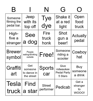 Scavenger Bingo Card