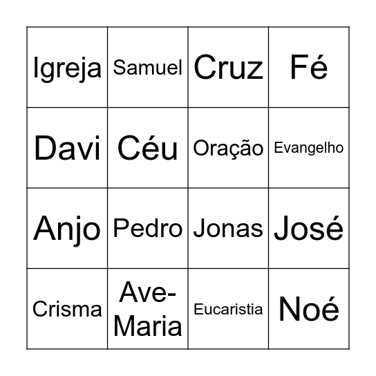 BINGO DA CATEQUESE Bingo Card