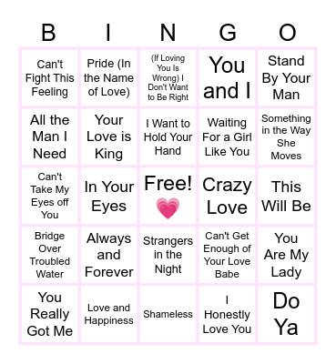 MUSIC BINGO at the Ann Arbor Eagles!  In the name of love! 💖 Bingo Card