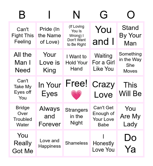 MUSIC BINGO at the Ann Arbor Eagles!  In the name of love! 💖 Bingo Card