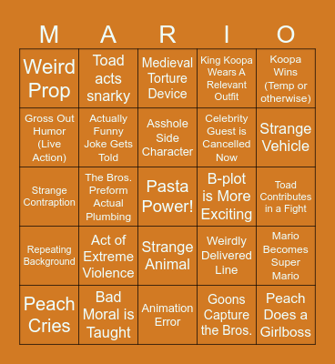 Super Mario Bros. Super Show Bingo Extravaganza Bingo Card