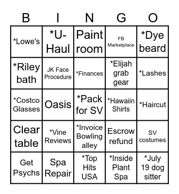 TaDaaaaaaaaa! Bingo Card