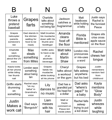 Pesce Family Bingo Card