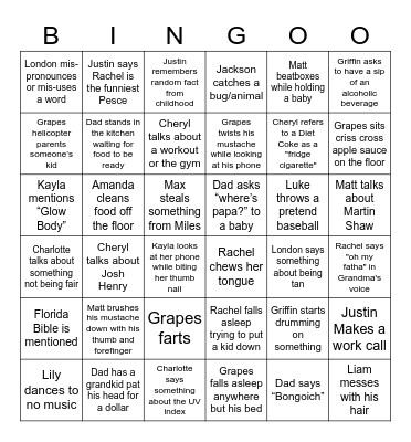 Quirky Pete Bingo Card