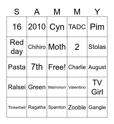 Sweet 16 Bingo Card
