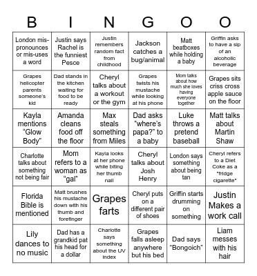 Quirky Pete Bingo Card