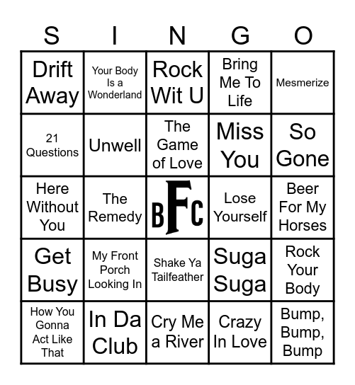 Yacht Rock Bingo Card