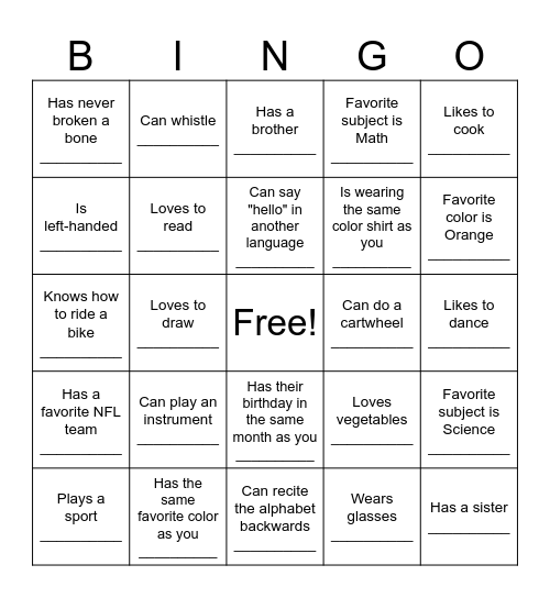 Find Someone Who... Bingo Card
