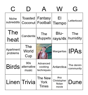 Connor's 31st B-Day Bingo Card