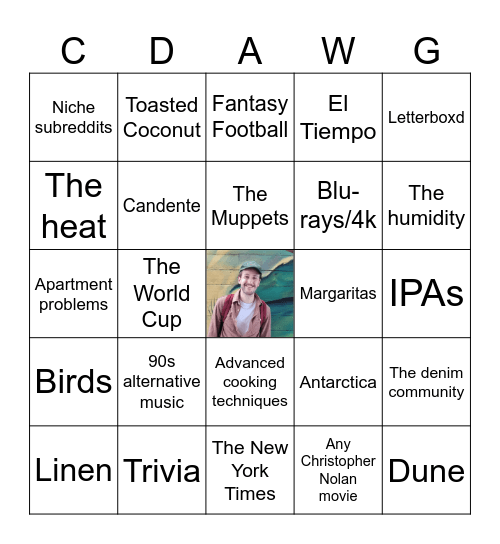 Connor's 31st B-Day Bingo Card