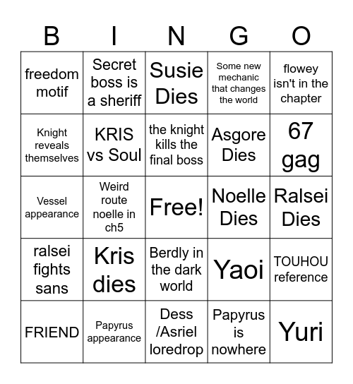 CH5 bingo Card