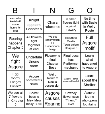 DELTARUNE Chapter 5 Bingo Card
