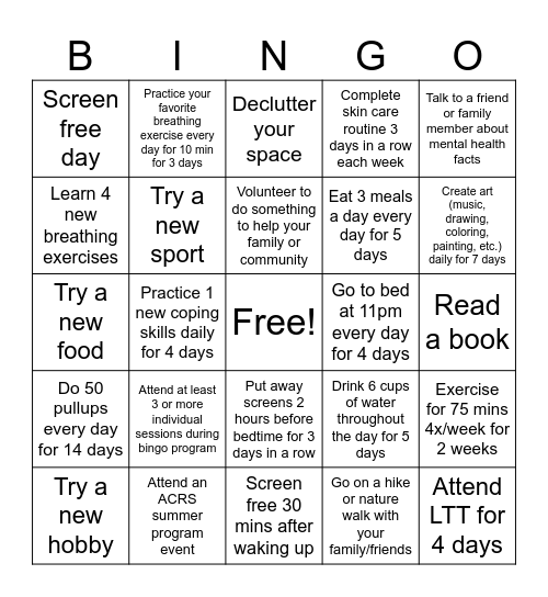 SV Bingo Card