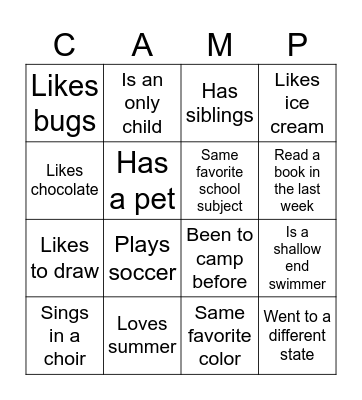 Getting to Know You Bingo Card