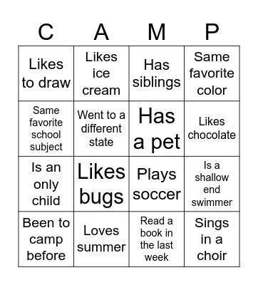 Getting to Know You Bingo Card