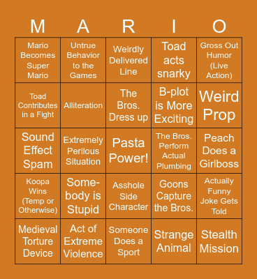 Super Mario Bros. Super Show Bingo Extravaganza Bingo Card