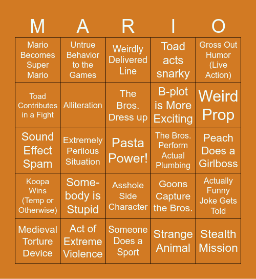 Super Mario Bros. Super Show Bingo Extravaganza Bingo Card