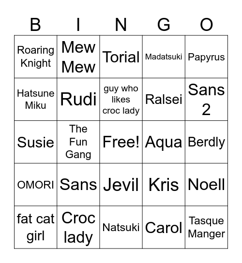 Who's the Roaring Knight? Bingo Card